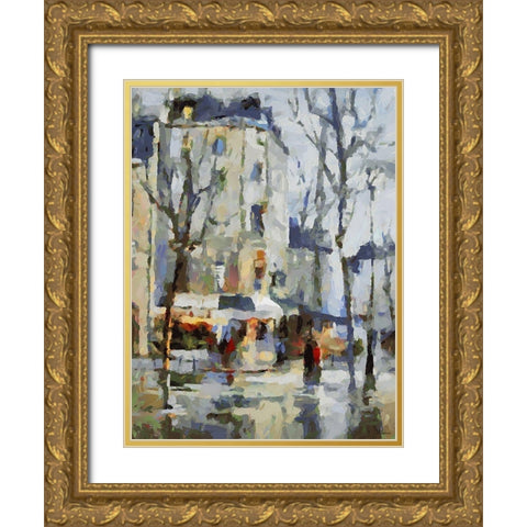 City Life VII Gold Ornate Wood Framed Art Print with Double Matting by Medeiros, Celito