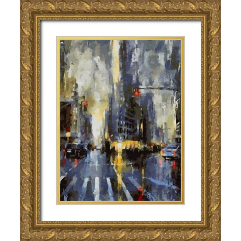 City Life XII Gold Ornate Wood Framed Art Print with Double Matting by Medeiros, Celito