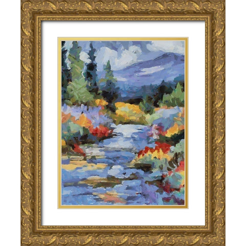 Stream in Autumn VIII Gold Ornate Wood Framed Art Print with Double Matting by Medeiros, Celito