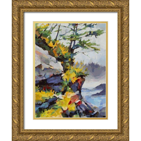 Stream in Autumn IX Gold Ornate Wood Framed Art Print with Double Matting by Medeiros, Celito