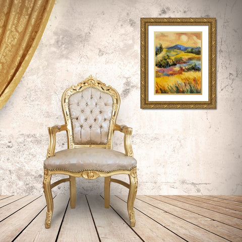 Countryside Sunset Gold Ornate Wood Framed Art Print with Double Matting by Medeiros, Celito