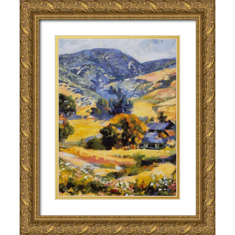 Countryside with Mountains Gold Ornate Wood Framed Art Print with Double Matting by Medeiros, Celito