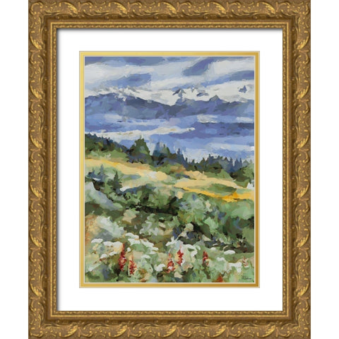 Countryside with Mountains II Gold Ornate Wood Framed Art Print with Double Matting by Medeiros, Celito