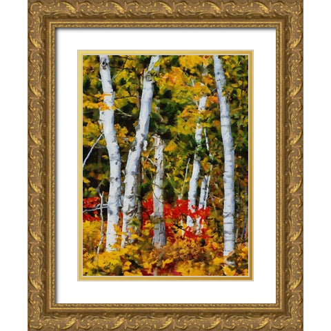 Birch Variation III Gold Ornate Wood Framed Art Print with Double Matting by Medeiros, Celito