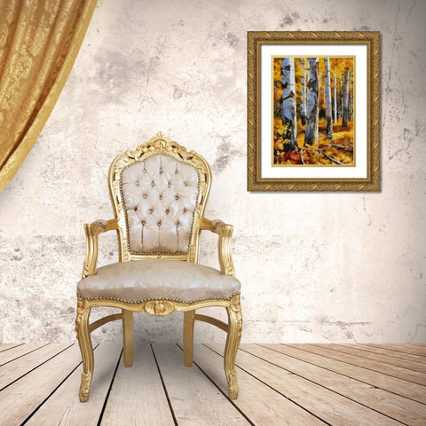 Birch Variation IV Gold Ornate Wood Framed Art Print with Double Matting by Medeiros, Celito