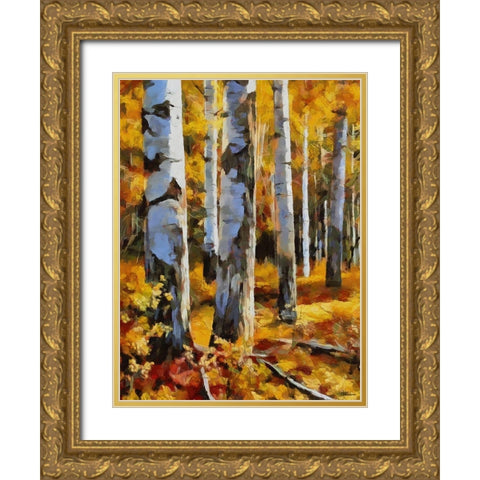 Birch Variation IV Gold Ornate Wood Framed Art Print with Double Matting by Medeiros, Celito