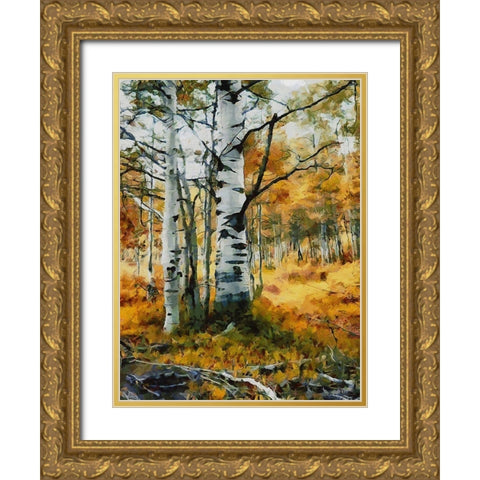 Birch Variation VII Gold Ornate Wood Framed Art Print with Double Matting by Medeiros, Celito