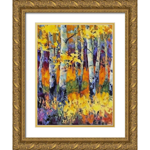 Birch Variation IX Gold Ornate Wood Framed Art Print with Double Matting by Medeiros, Celito