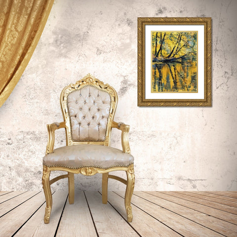 Yellow Mirror Lake Gold Ornate Wood Framed Art Print with Double Matting by Medeiros, Celito