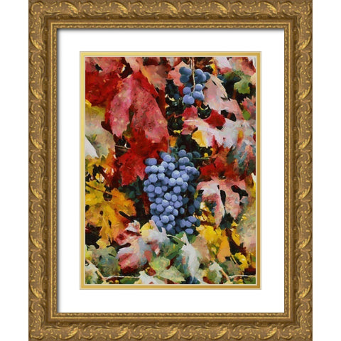 Twig of Grape Wine III Gold Ornate Wood Framed Art Print with Double Matting by Medeiros, Celito
