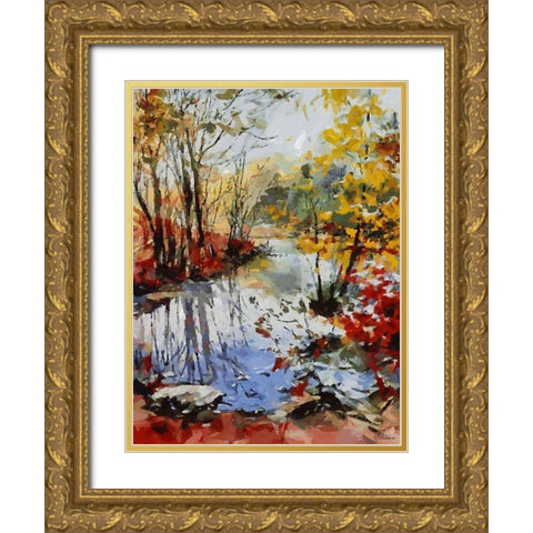 Romantic Nature in Autumn I Gold Ornate Wood Framed Art Print with Double Matting by Medeiros, Celito