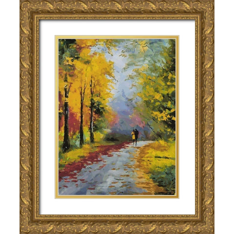 Romantic Nature in Autumn IV Gold Ornate Wood Framed Art Print with Double Matting by Medeiros, Celito
