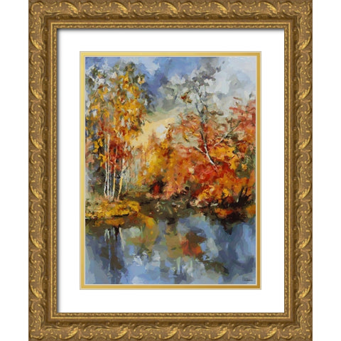 Romantic Nature in Autumn VI Gold Ornate Wood Framed Art Print with Double Matting by Medeiros, Celito
