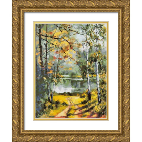 Romantic Nature in Autumn VIII Gold Ornate Wood Framed Art Print with Double Matting by Medeiros, Celito