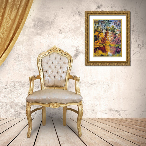 Romantic Nature in Autumn X Gold Ornate Wood Framed Art Print with Double Matting by Medeiros, Celito