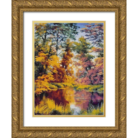 Romantic Nature in Autumn X Gold Ornate Wood Framed Art Print with Double Matting by Medeiros, Celito
