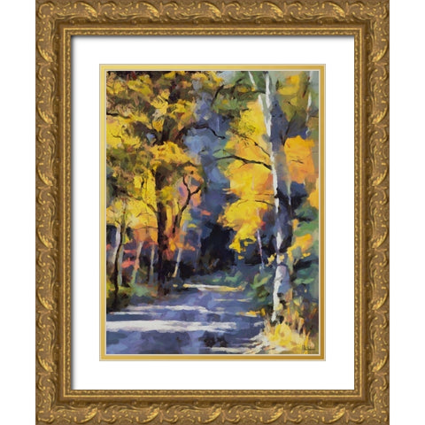 Romantic Nature in Autumn XV Gold Ornate Wood Framed Art Print with Double Matting by Medeiros, Celito