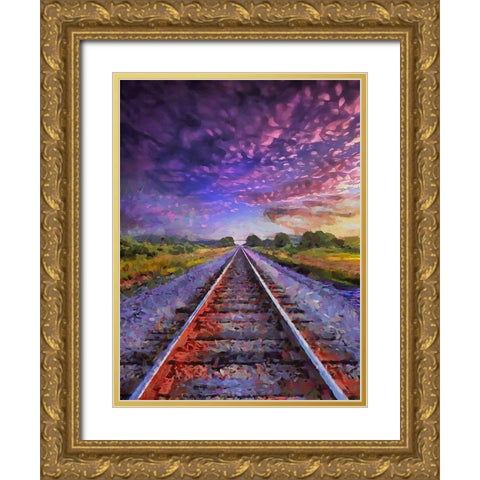 Purple Rail Gold Ornate Wood Framed Art Print with Double Matting by Medeiros, Celito