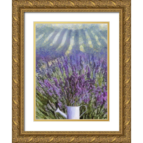 Can in the Lavender Field Gold Ornate Wood Framed Art Print with Double Matting by Medeiros, Celito