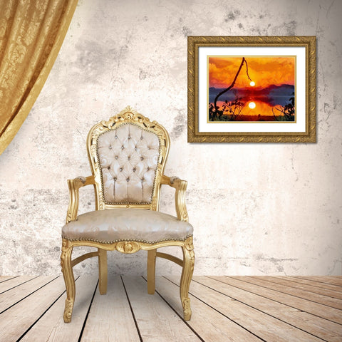 Mirrored Sunset Gold Ornate Wood Framed Art Print with Double Matting by Medeiros, Celito