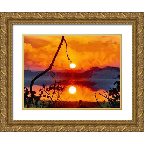 Mirrored Sunset Gold Ornate Wood Framed Art Print with Double Matting by Medeiros, Celito