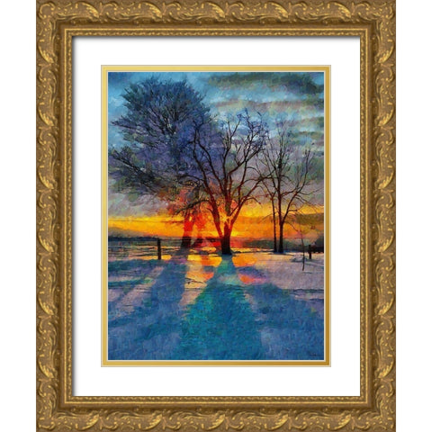 Sunrise in Frozen Landscape I Gold Ornate Wood Framed Art Print with Double Matting by Medeiros, Celito
