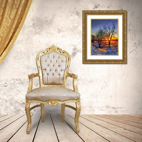 Sunrise in Frozen Landscape II Gold Ornate Wood Framed Art Print with Double Matting by Medeiros, Celito