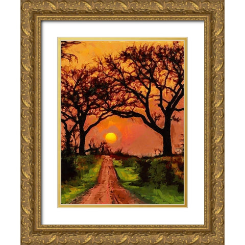 Follow the Sun Gold Ornate Wood Framed Art Print with Double Matting by Medeiros, Celito