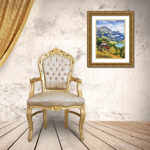 Mountains Landscape Gold Ornate Wood Framed Art Print with Double Matting by Medeiros, Celito