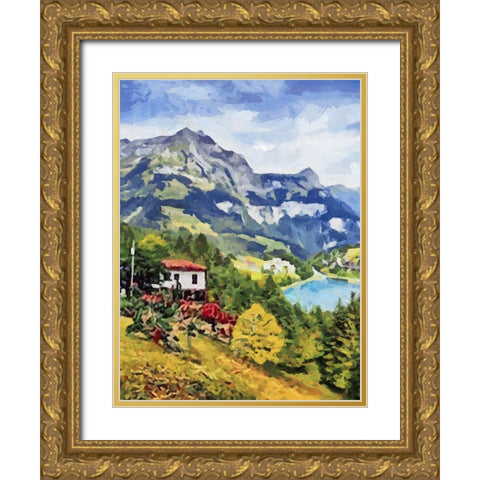 Mountains Landscape Gold Ornate Wood Framed Art Print with Double Matting by Medeiros, Celito