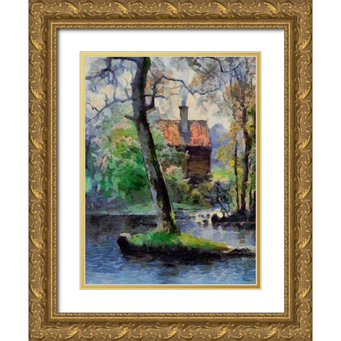House near the Lake Gold Ornate Wood Framed Art Print with Double Matting by Medeiros, Celito