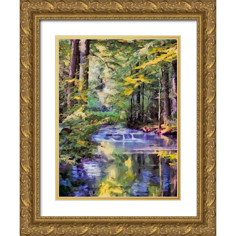 Small Watterfall Gold Ornate Wood Framed Art Print with Double Matting by Medeiros, Celito