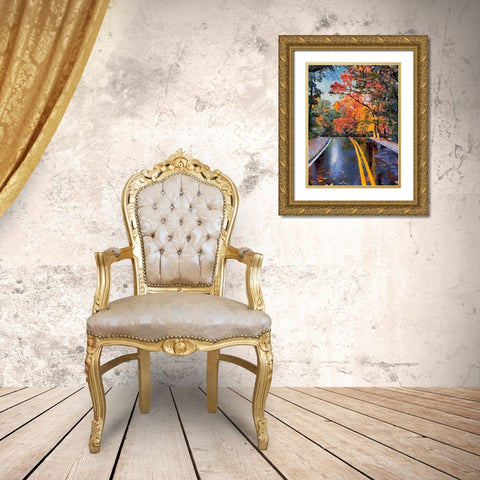 Road like a Mirror Gold Ornate Wood Framed Art Print with Double Matting by Medeiros, Celito