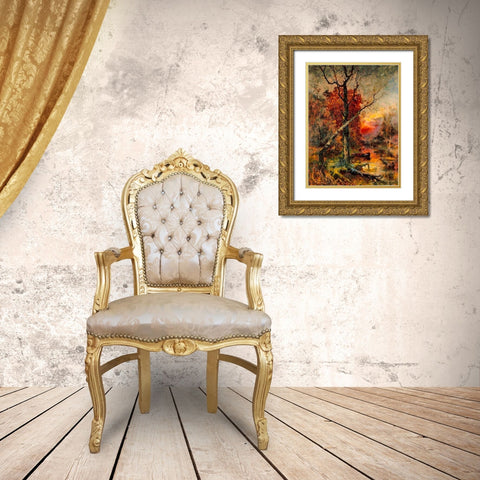 Deep Autumn Sunset II Gold Ornate Wood Framed Art Print with Double Matting by Medeiros, Celito