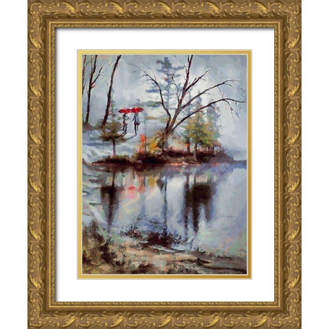 Winter Date  Gold Ornate Wood Framed Art Print with Double Matting by Medeiros, Celito
