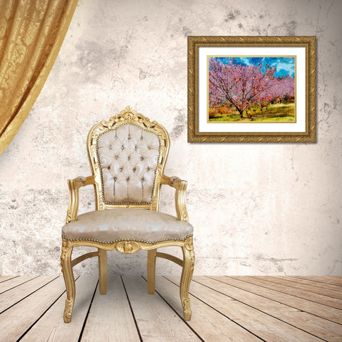Pink Flowering Tree III Gold Ornate Wood Framed Art Print with Double Matting by Medeiros, Celito
