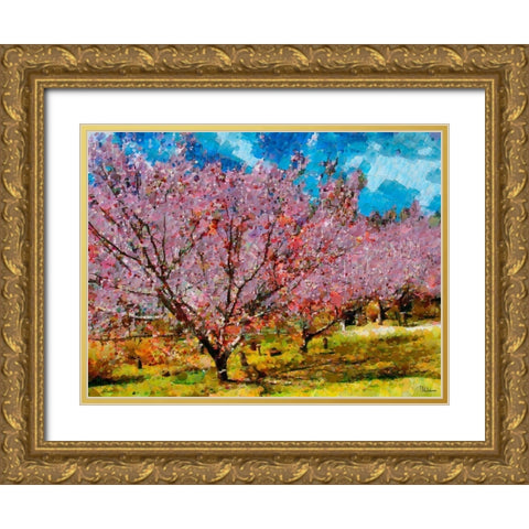 Pink Flowering Tree III Gold Ornate Wood Framed Art Print with Double Matting by Medeiros, Celito
