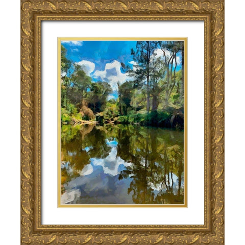 Tropical Pond Gold Ornate Wood Framed Art Print with Double Matting by Medeiros, Celito