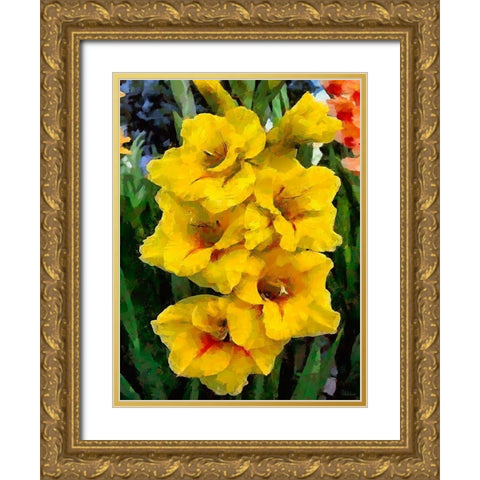 Yellow Hyacint Gold Ornate Wood Framed Art Print with Double Matting by Medeiros, Celito