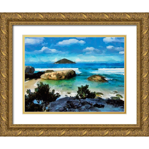 Beach in Brazil Gold Ornate Wood Framed Art Print with Double Matting by Medeiros, Celito