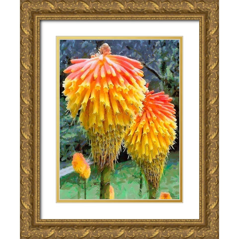 Miracle Flower Gold Ornate Wood Framed Art Print with Double Matting by Medeiros, Celito