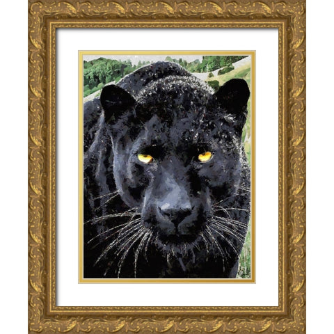 Black Panther II Gold Ornate Wood Framed Art Print with Double Matting by Medeiros, Celito