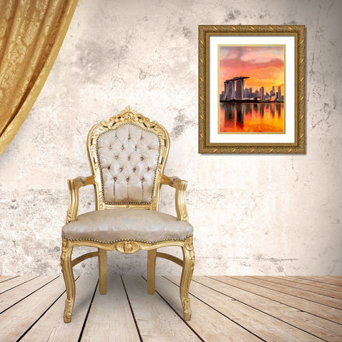 Memories from Singapur I Gold Ornate Wood Framed Art Print with Double Matting by Medeiros, Celito
