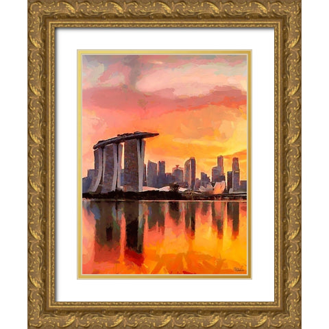 Memories from Singapur I Gold Ornate Wood Framed Art Print with Double Matting by Medeiros, Celito