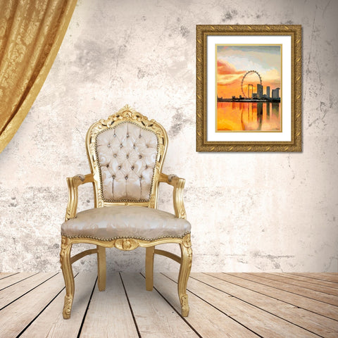 Memories from Singapur II Gold Ornate Wood Framed Art Print with Double Matting by Medeiros, Celito