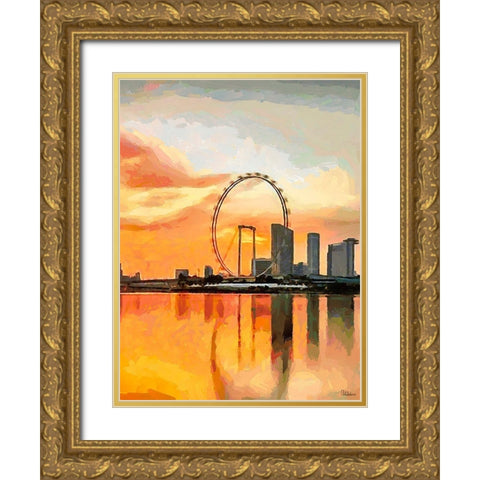 Memories from Singapur II Gold Ornate Wood Framed Art Print with Double Matting by Medeiros, Celito