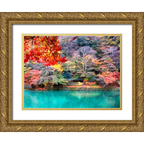 Colorful Park II Gold Ornate Wood Framed Art Print with Double Matting by Medeiros, Celito