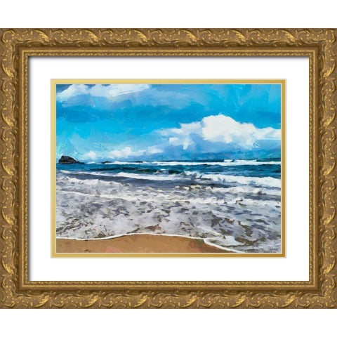 Rocks in the Surf III Gold Ornate Wood Framed Art Print with Double Matting by Medeiros, Celito