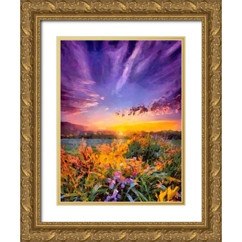 Purple Sky at Sunset Gold Ornate Wood Framed Art Print with Double Matting by Medeiros, Celito