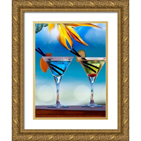 Two Drinks II Gold Ornate Wood Framed Art Print with Double Matting by Medeiros, Celito